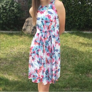 Chelsea28 Floral Print Chiffon Fit & Flare Dress 0
